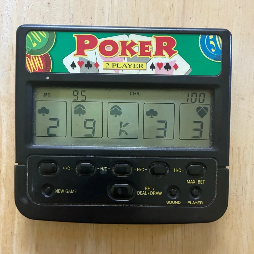 Radio Shack Super Deluxe 2 Player Draw Poker Handheld Electronic Game - Works